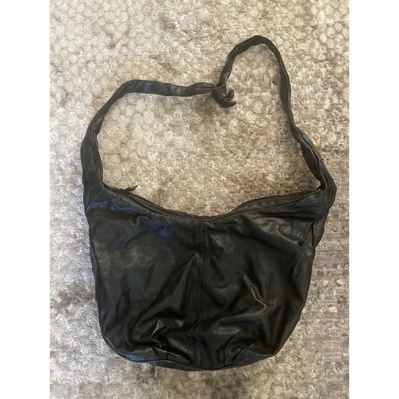 Vintage 60s-70s Francois Villon Black Leather Purse with Leather Strap - Picture 4 of 16